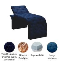 Maca Estofada Estética Cílios Regulável Spa Veludo Eloísa Azul Marinho
