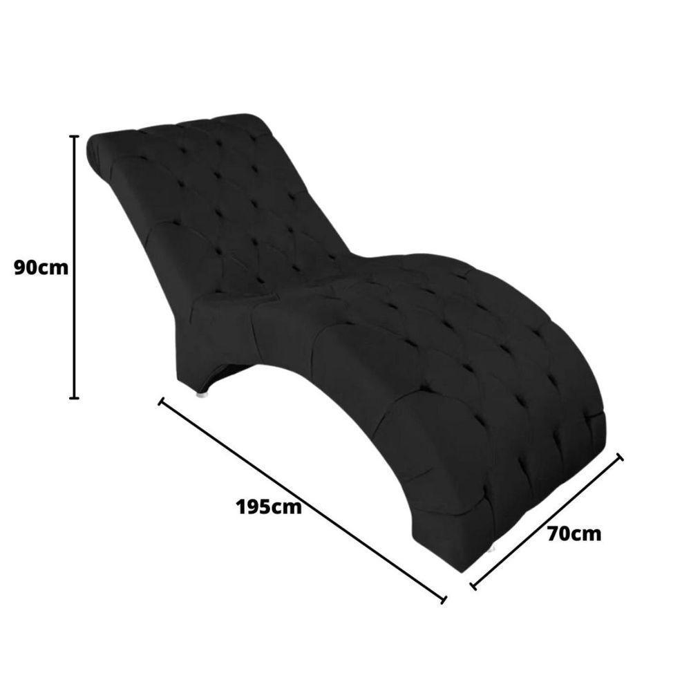 Recamier Divã Espreguiçadeira Para Sala Cliníca Elisa Suede Preto - 3