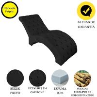 Recamier Divã Espreguiçadeira Para Sala Cliníca Elisa Suede Preto