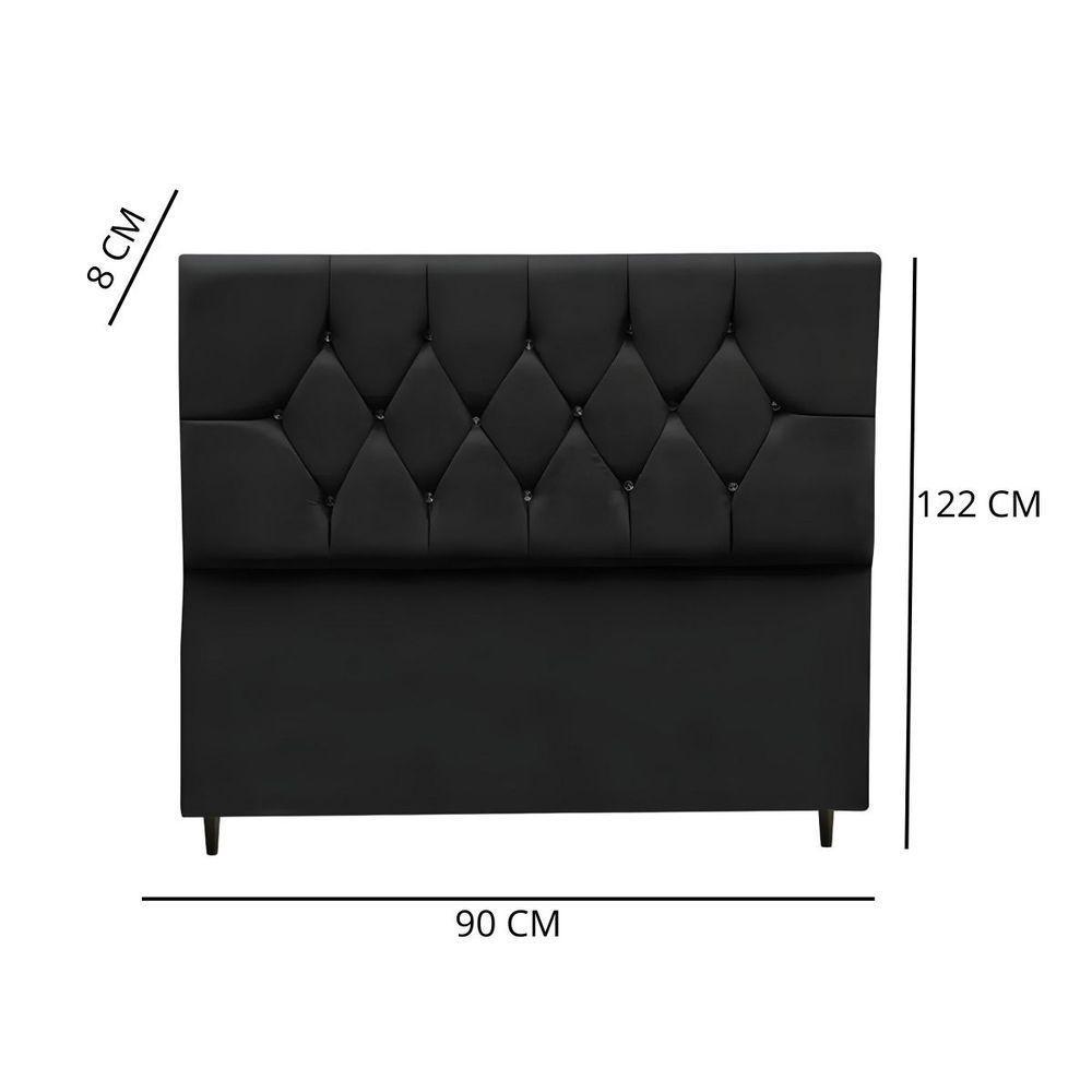 Cabeceira Estofada Cama Box Solteiro 90 Cm Suede Ayla Preto - 3