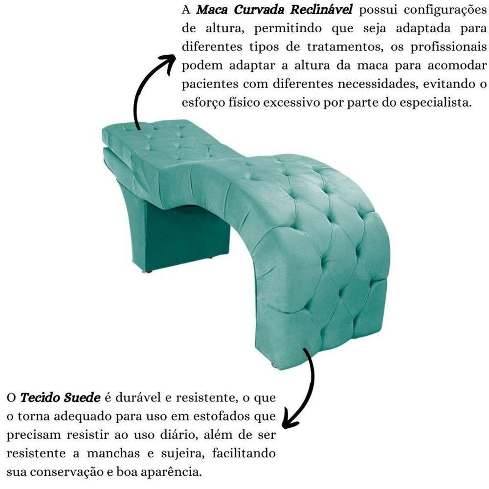 Maca Estofada Reclinável Sobrancelhas Cílios Suede Jade Azul Tiffany - 5