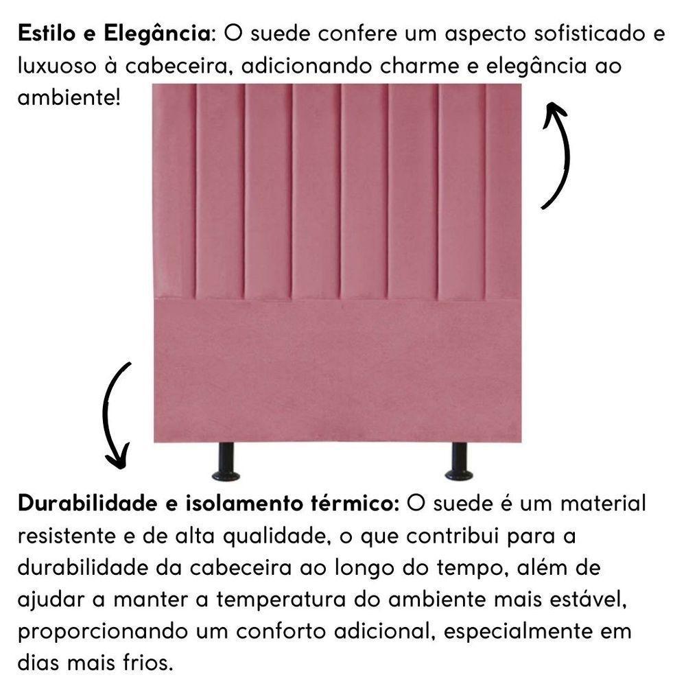 Cabeceira Estofada Cama Box Solteiro 90 Cm Alice Suede Rosa - 5