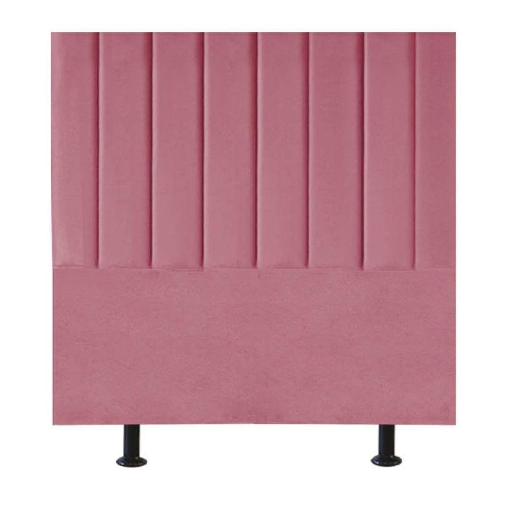 Cabeceira Estofada Cama Box Solteiro 90 Cm Laura Suede Rosa - 2