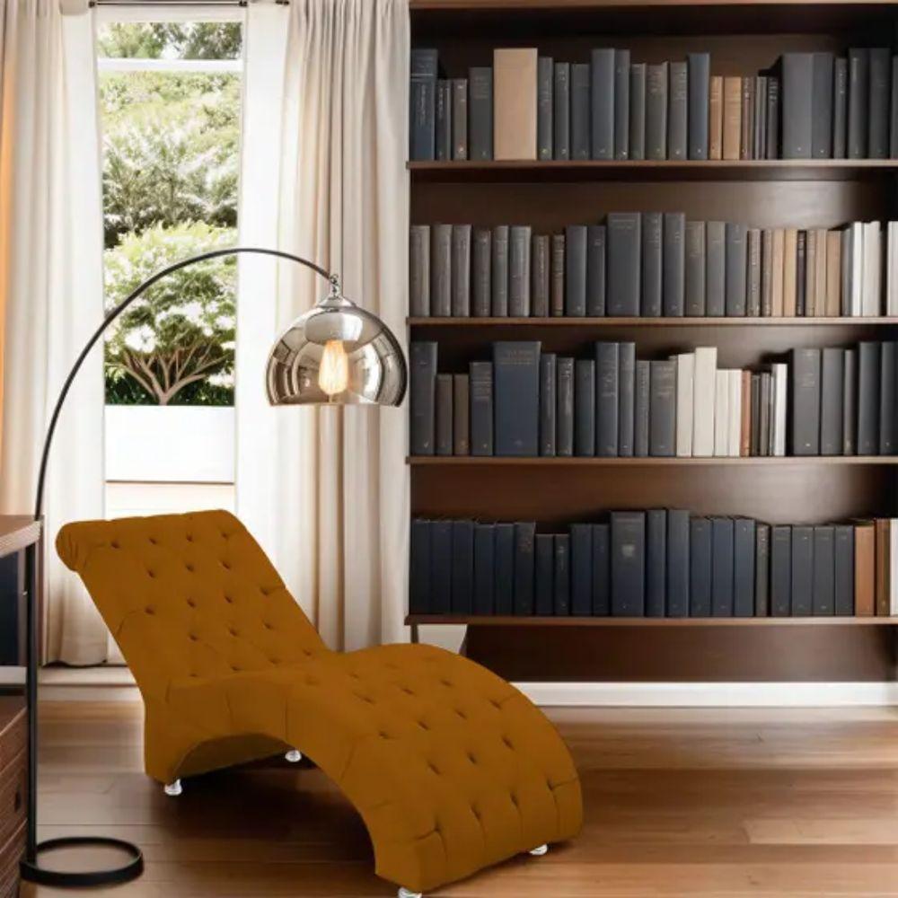 Recamier Divã Espreguiçadeira Para Sala Cliníca Aline Suede Terracota - 2