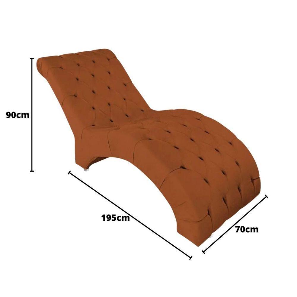 Recamier Divã Espreguiçadeira Para Sala Cliníca Aline Suede Terracota - 3