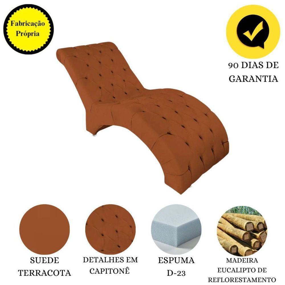 Recamier Divã Espreguiçadeira Para Sala Cliníca Aline Suede Terracota - 4