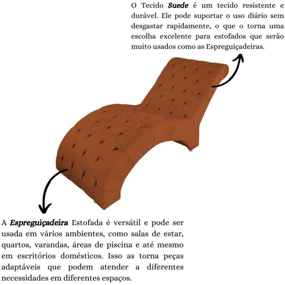 Recamier Divã Espreguiçadeira Para Sala Cliníca Aline Suede Terracota - 5