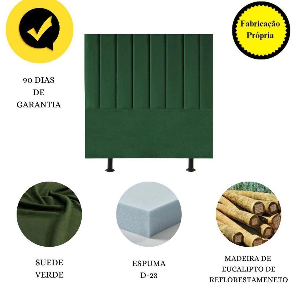Cabeceira Estofada Cama Box Casal 140 Cm Alice Suede Verde - 2