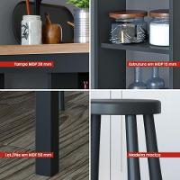 Bancada Cozinha Gourmet Ditália Com 2 Banquetas Preto - 8