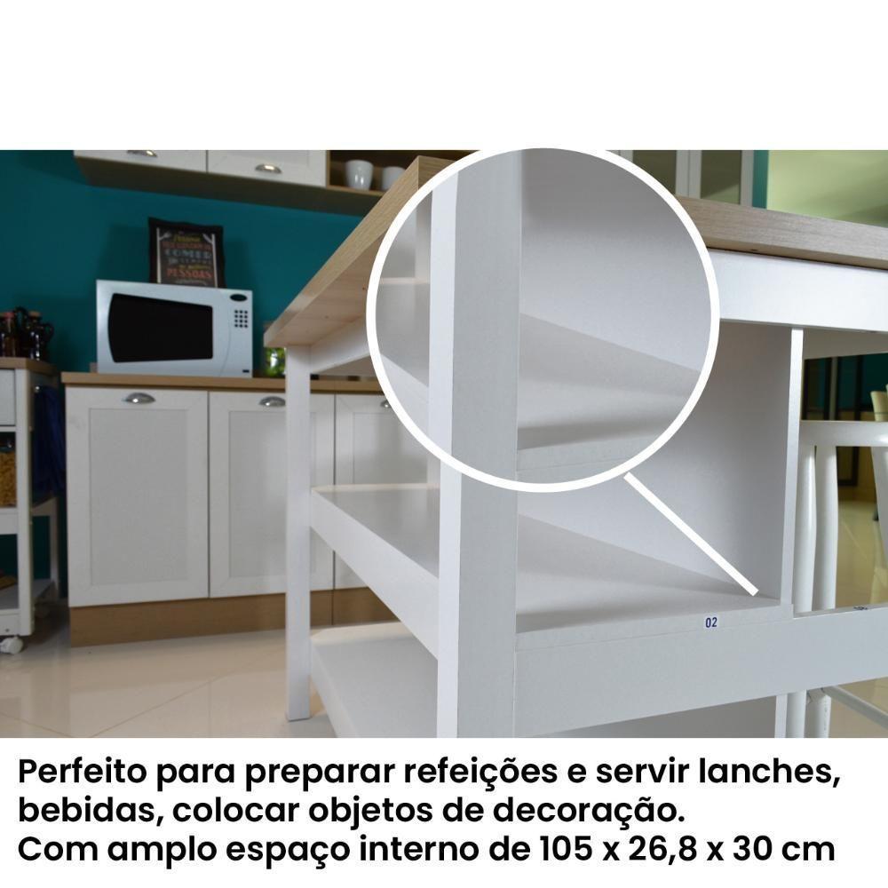 Bancada Gourmet Ilha Cozinha com Iluminação Ditália Branco - 5