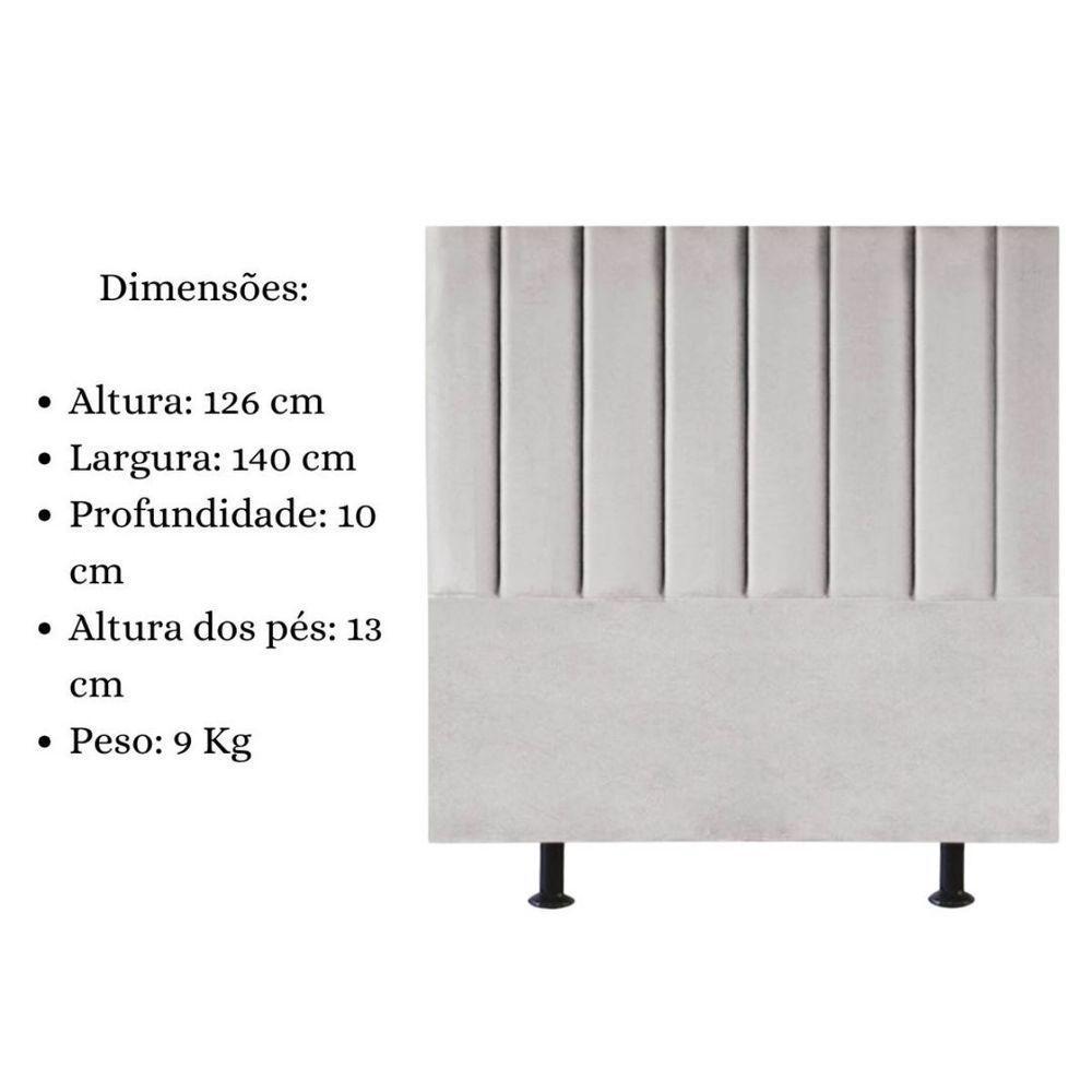 Cabeceira Estofada Cama Box Casal 140 Cm Alice Suede Cinza Claro - 5