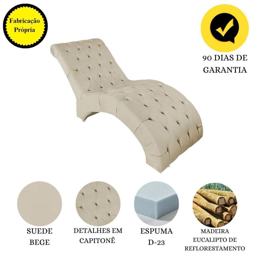 Recamier Divã Espreguiçadeira Para Sala Cliníca Elisa Suede Bege - 4