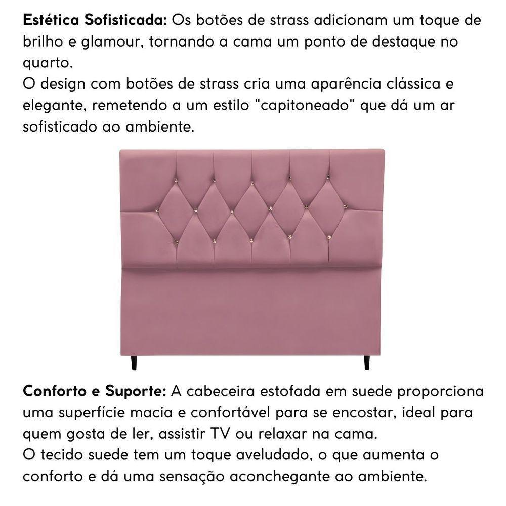 Cabeceira Estofada Cama Box Solteiro 90 Cm Suede Ayla Rosê - 5