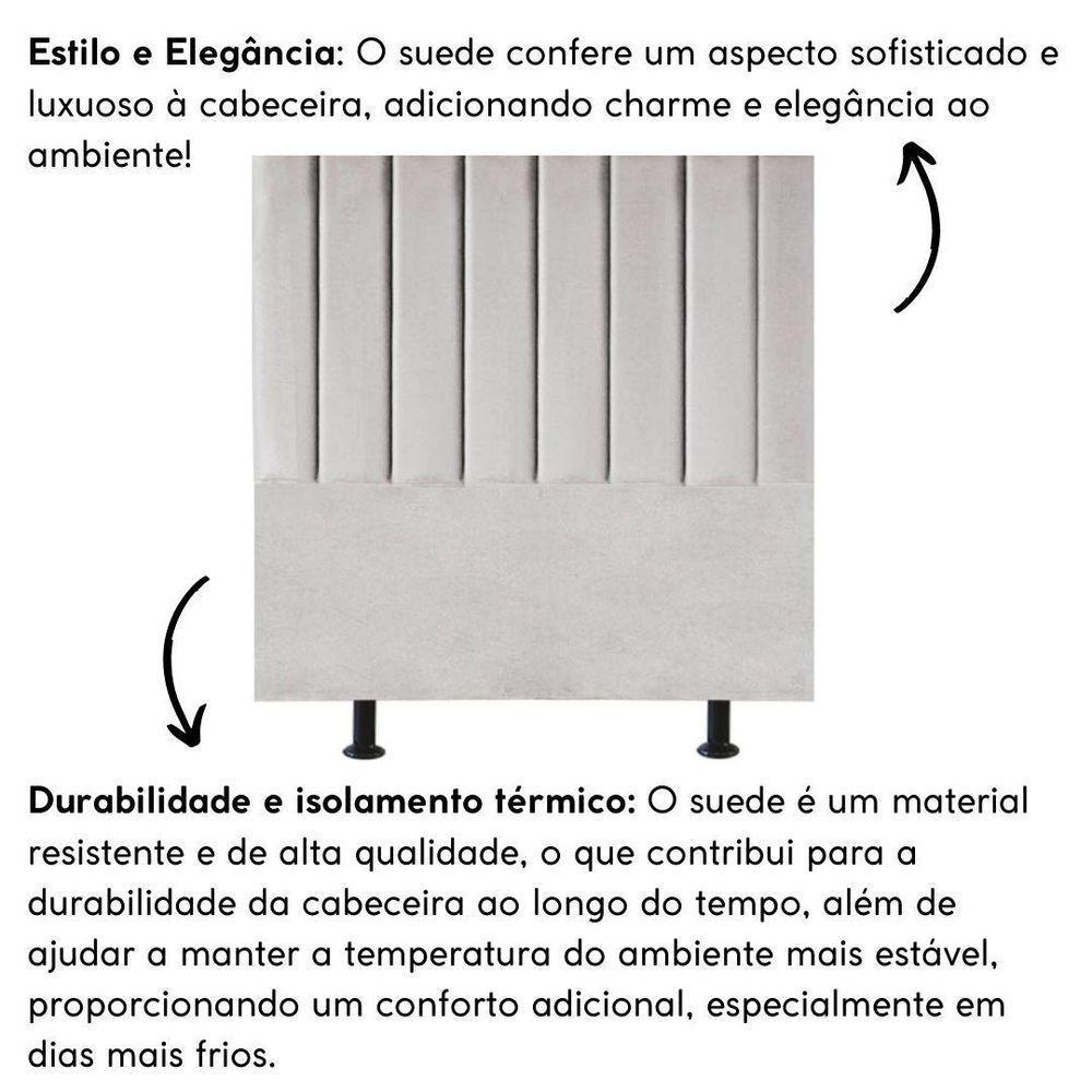 Cabeceira Estofada Cama Box Solteiro 90 Cm Alice Suede Cinza Claro - 5