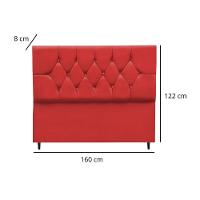 Cabeceira Estofada Cama Casal Queen Size 160 Cm Suede Ayla Vermelho - 3