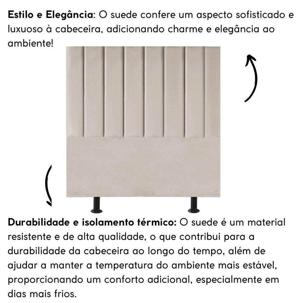 Cabeceira Estofada Cama Box Casal 140 Cm Laura Suede Bege - 5