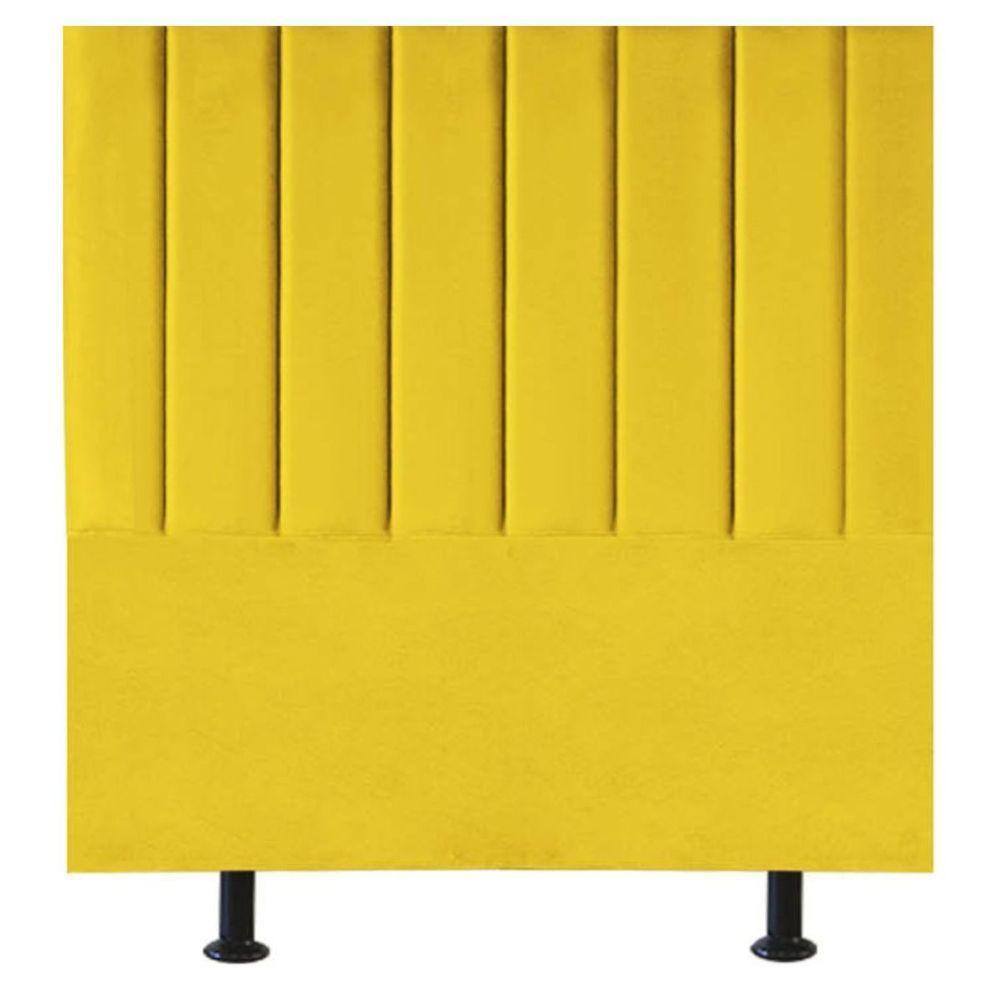 Cabeceira Estofada Cama Box Solteiro 100 Cm Alice Suede Amarelo - 1