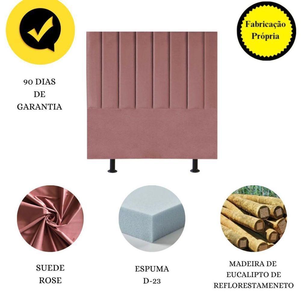 Cabeceira Estofada Cama Box Solteiro 100 Cm Alice Suede Rosê - 4