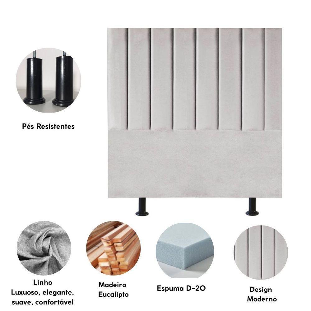 Cabeceira Estofada Cama Box King 195 Cm Alice Linho Cinza Claro - 4
