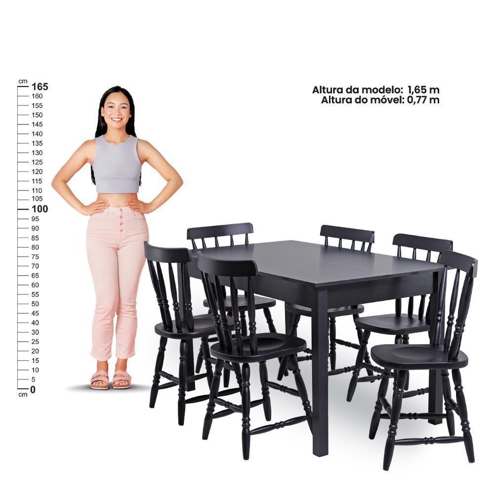 Mesa De Jantar Ditália Com 6 Cadeiras Ja-225 Cor:preto Preto - 4