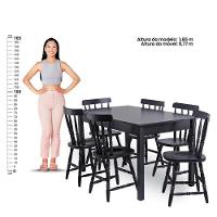 Mesa De Jantar Ditália Com 6 Cadeiras Ja-225 Cor:preto Preto