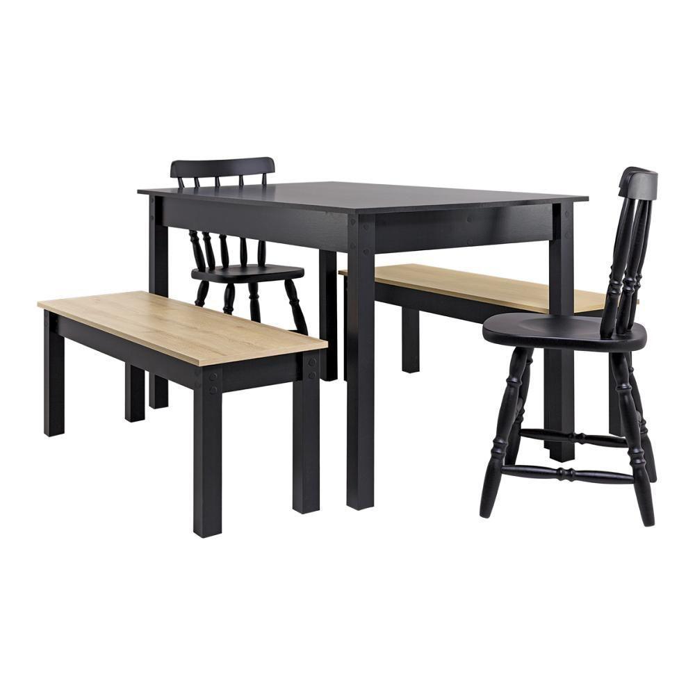 Mesa De Jantar Ditália 2bancos 2cad Ja-220+ja-225 Cor:preto - 1