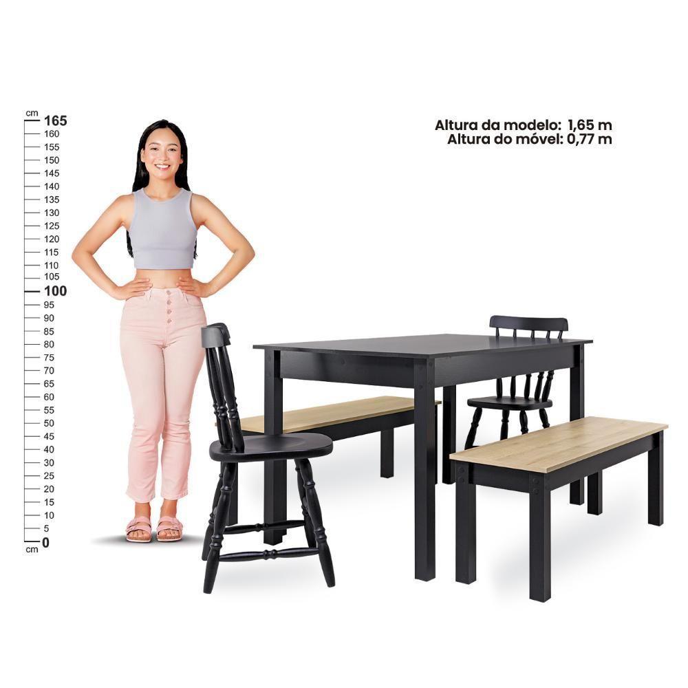 Mesa De Jantar Ditália 2bancos 2cad Ja-220+ja-225 Cor:preto - 4