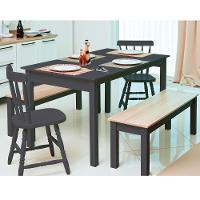 Mesa De Jantar Ditália 2bancos 2cad Ja-220+ja-225 Cor:preto - 2