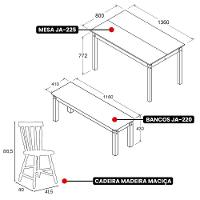 Mesa De Jantar Ditália 2bancos 2cad Ja-220+ja-225 Cor:preto - 3