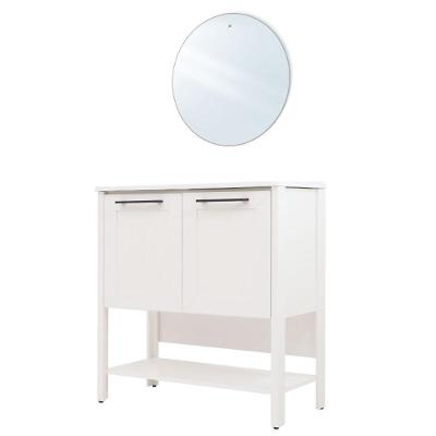 Gabinete Armário Banheiro Ditália Com Pia + Espelho Bn-02 Cor:branco Branco