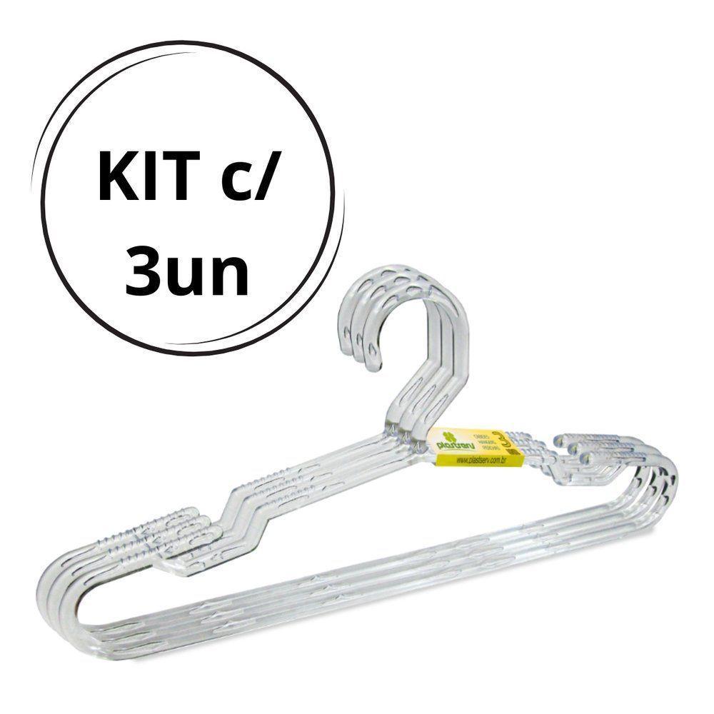 Kit Cabide Com 3 Unidades Cristal Plus Size Plastserv - 3