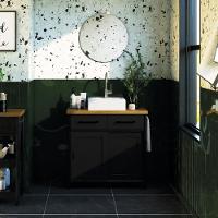 Gabinete Armário Banheiro Ditália 2 Gav 2 Pts Com Cuba Bn-03 Cor:preto Preto - 19