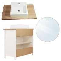 Gabinete Armário Banheiro Ditália Com Cuba + Espelho / Bn-03 Branco Branco