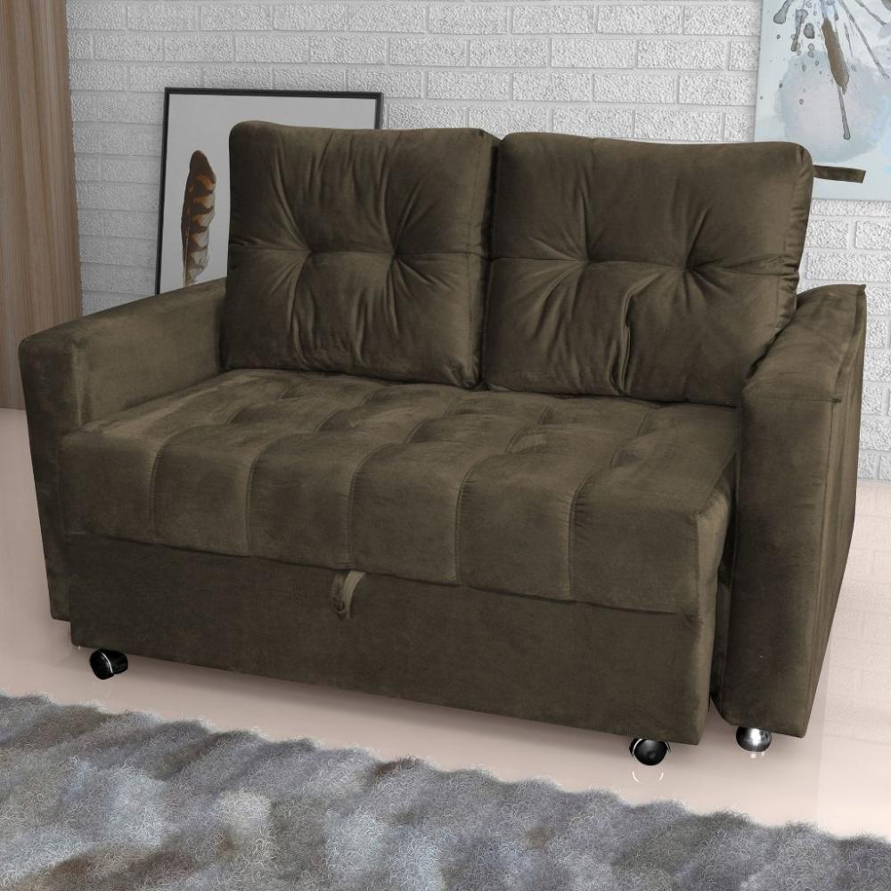 Sofá Cama Casal Reclinável Drika - Veludo Turkey Chocolate - 2