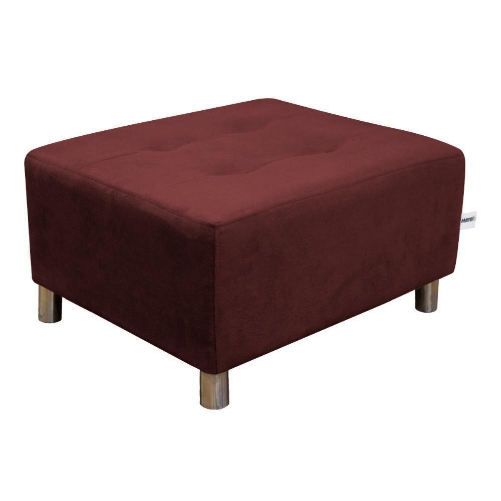 Puff Quadrado Com Pés Com Alumínio Vinho Marinho - 1