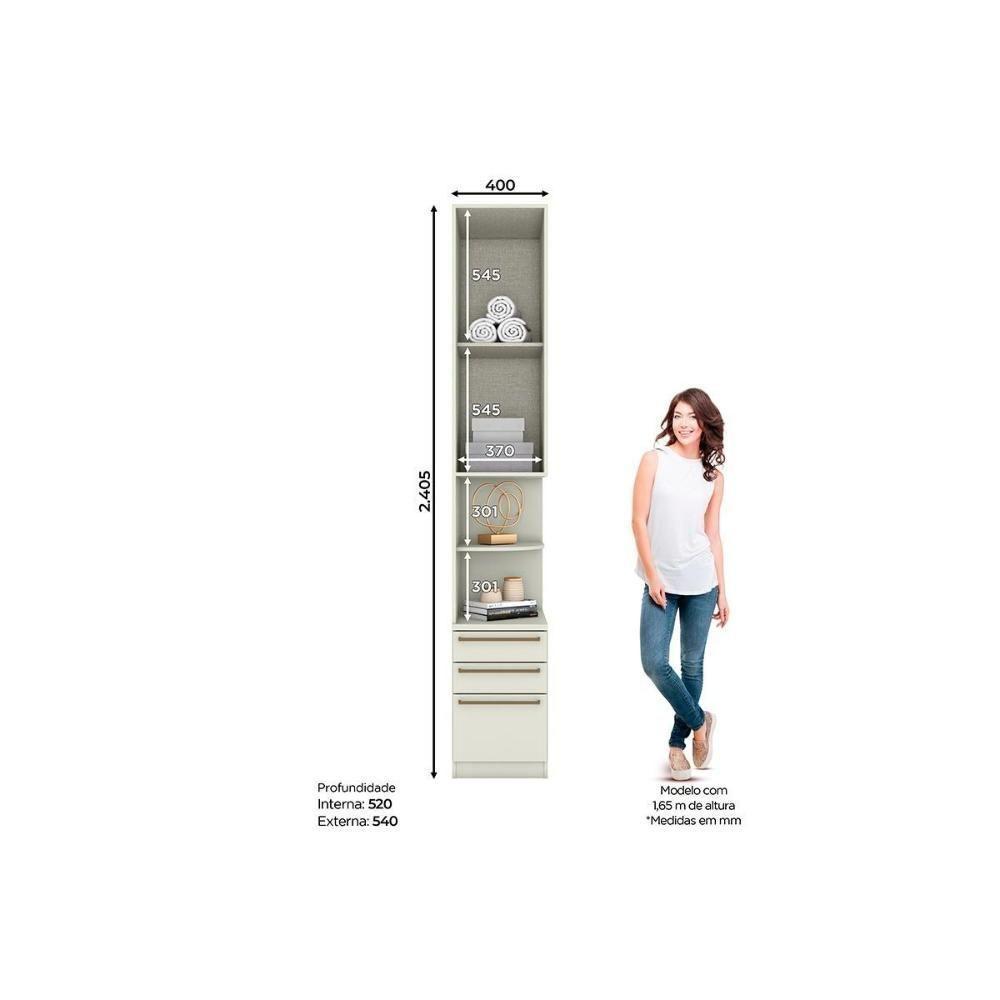 Modulado De Quarto Armário Mesa De Cabeceira Seletto Mc02 C- 1 Porta E 3 Gavetas Areia-jequitibá - 4