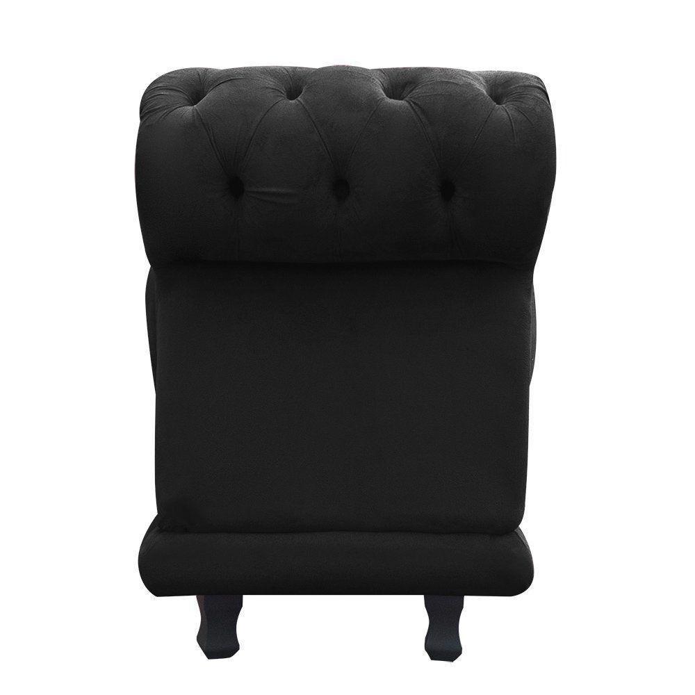 Kit com 2 Recamier Barcelona Namoradeira Suede Preto D'Rossi - 3