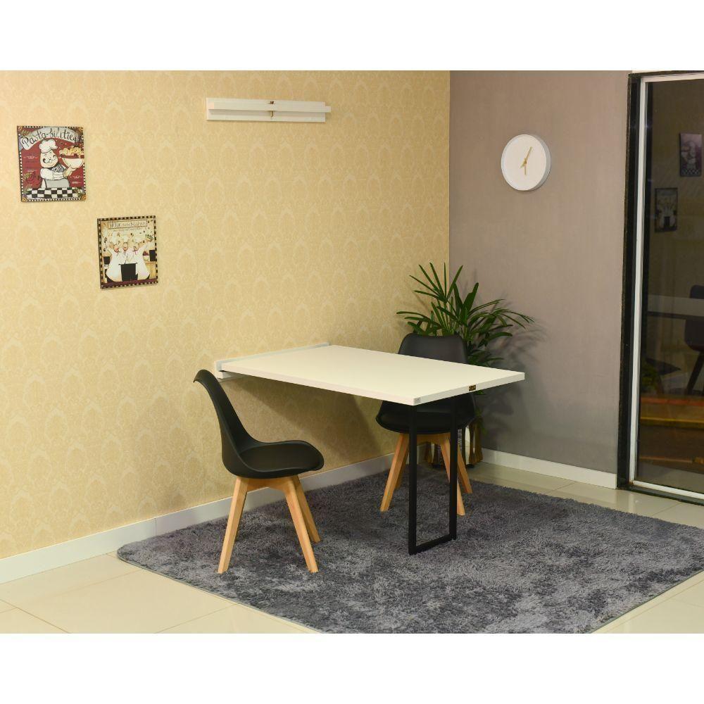 Conjunto De Mesa Dobrável 120 X 75 Branca + 2 Cadeiras Preta - 1