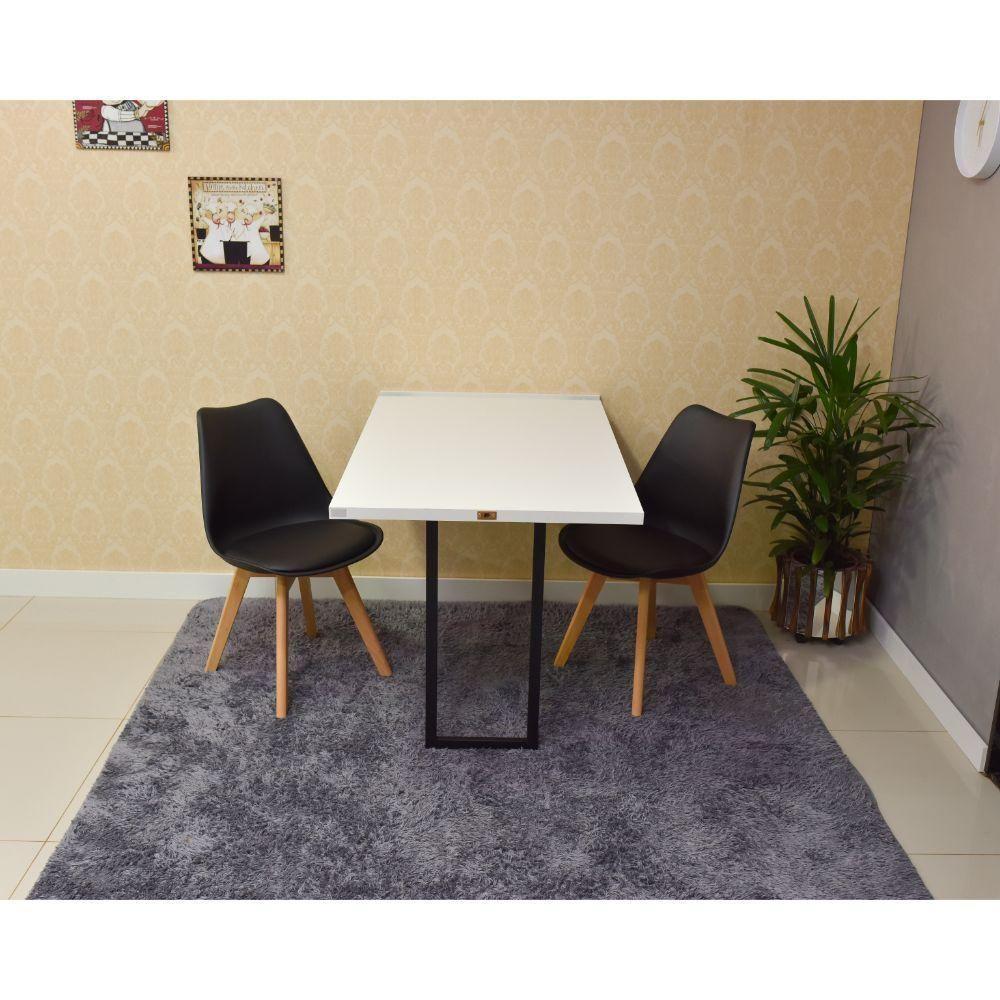 Conjunto De Mesa Dobrável 120 X 75 Branca + 2 Cadeiras Preta - 3