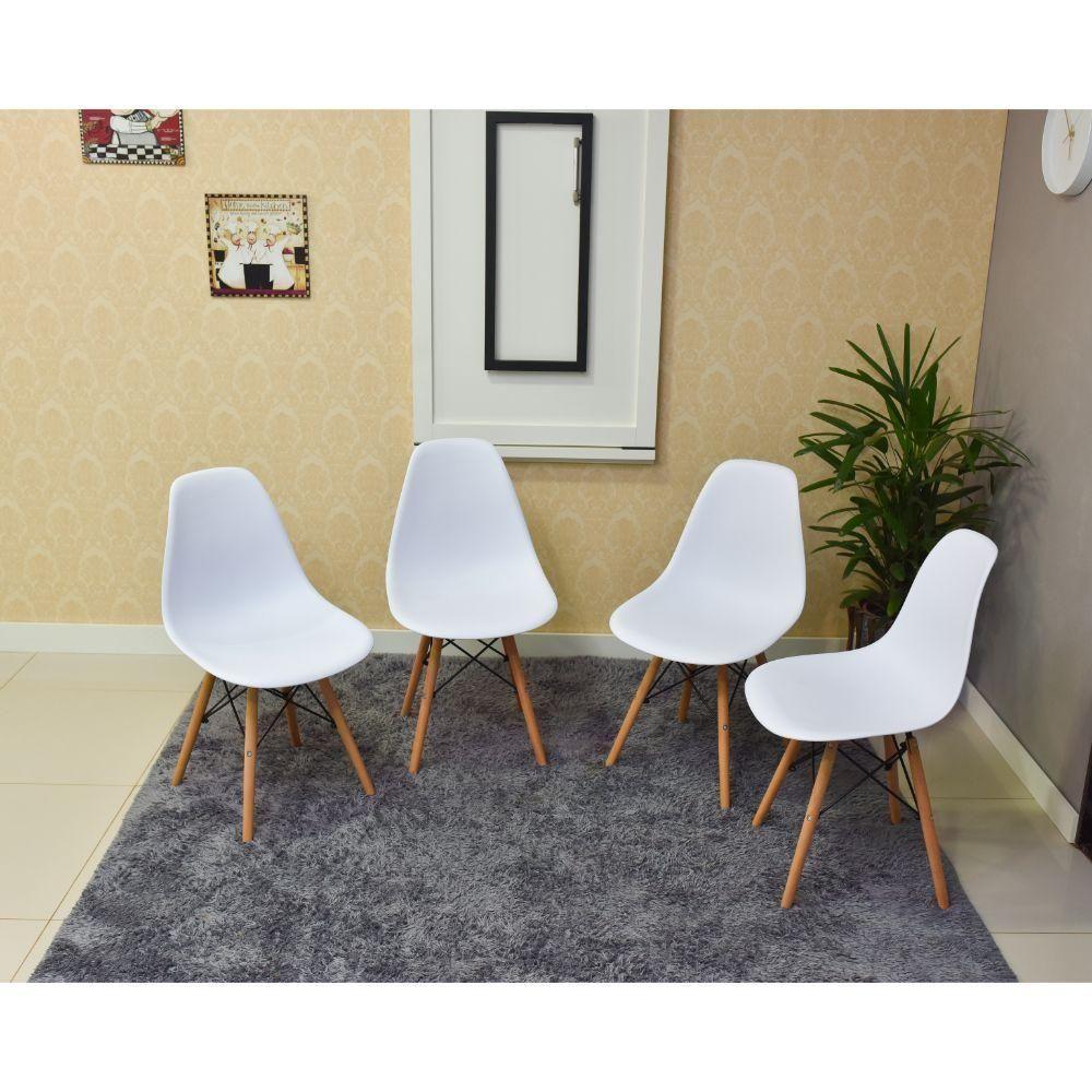 Conjunto Mesa Dobrável Retrátil 120 X 75 Branca e 4 Cadeiras Eiffel Branca - 3