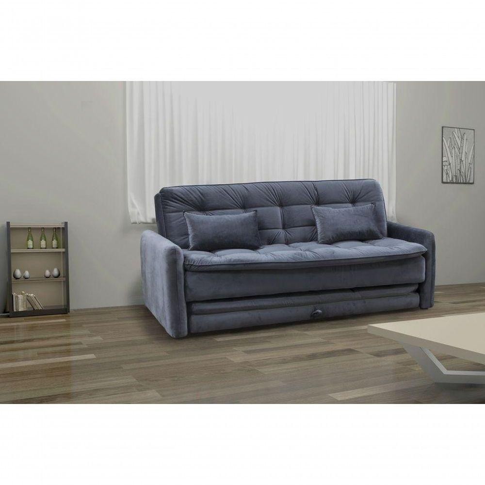 Sofá Cama Reclinável Com Cama Auxiliar Madalena - Veludo Chumbo - 4