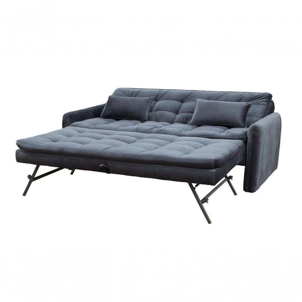 Sofá Cama Reclinável Com Cama Auxiliar Madalena - Veludo Chumbo - 5