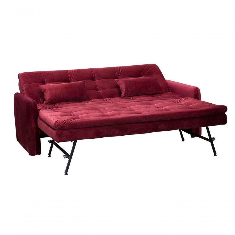 Sofá Cama Reclinável Com Cama Auxiliar Madalena - Veludo Vinho - 4