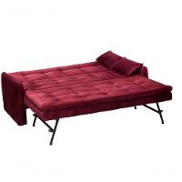 Sofá Cama Reclinável Com Cama Auxiliar Madalena - Veludo Vinho - 3