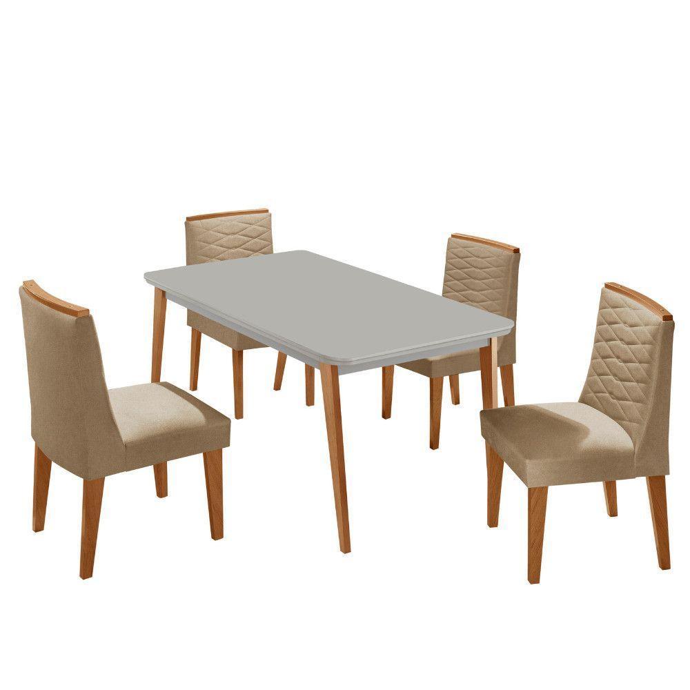 Mesa De Jantar Copper 120cm Tampo Mdf 4 Cadeiras Moderna Turim 07 /off /naturale /serig Off - 2