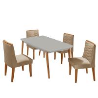 Mesa De Jantar Copper 120cm Tampo Mdf 4 Cadeiras Moderna Turim 07 /off /naturale /serig Off - 2