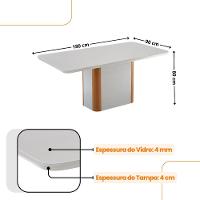 Mesa De Jantar Isadora 180cm Tampo Mdf Vidro Com 6 Cadeiras Veludo Marrom/off/nat/serig Off