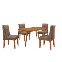 Mesa De Jantar Copper 120cm Tampo Mdf 4 Cadeiras Moderna Veludo Capuccino/naturalle/naturalle - 2