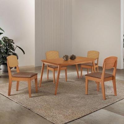 Mesa De Jantar Copper 120cm Tampo Mdf Laminado 4 Cadeiras Tork/naturale/naturale