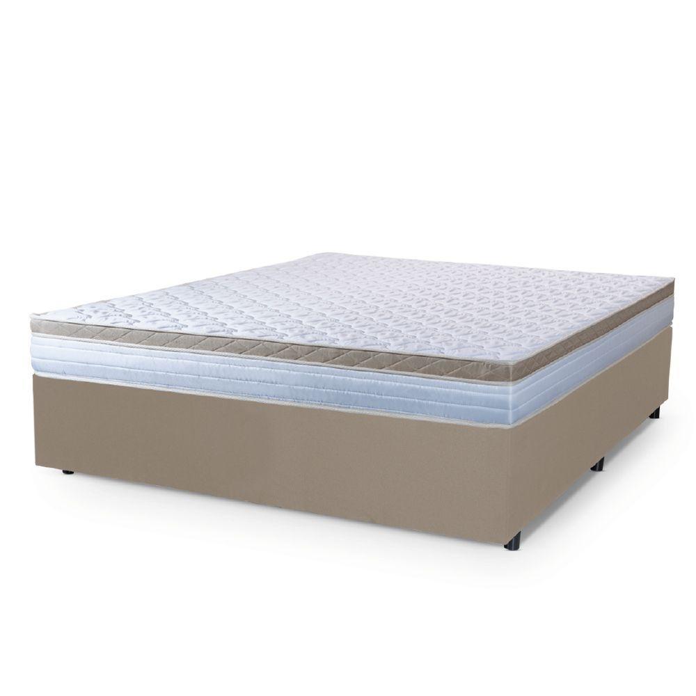 Cama Box Casal King Colchão Com Molas Ensacadas 193x203x60cm Dunas Branco/bege Hellen - 1